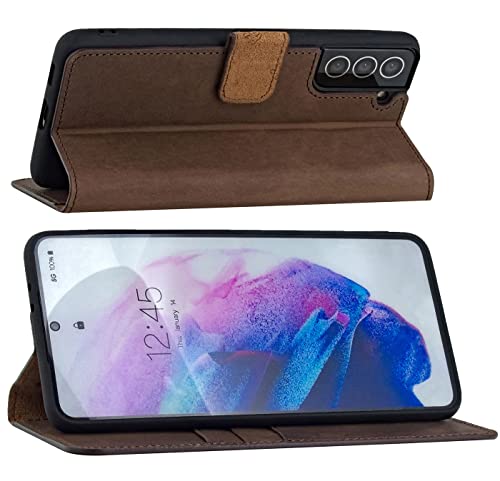 Étui en cuir véritable marron vieilli pour Honor 600 Lite 5G Suncase