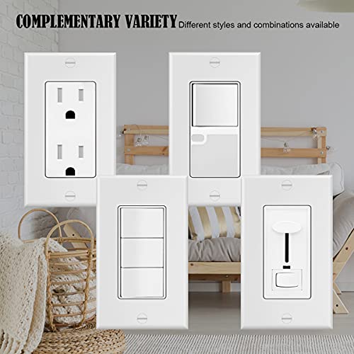 1-Gang Decorator Wall Plate Switch Cover Receptacle Outlet Cover Plates For Light Switches, Dimmers, Gfci, Receptacle, Usb Outlet, White (10-Pack) #TOP3