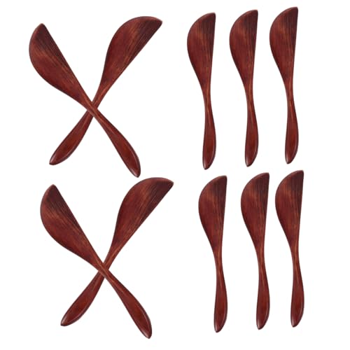 BEBEMOKO Natural Wood Butter Spatula 10pcs Wooden Spreaders Knife Set Kitchen Butter Knifes for Cheese Jam Pastry Present