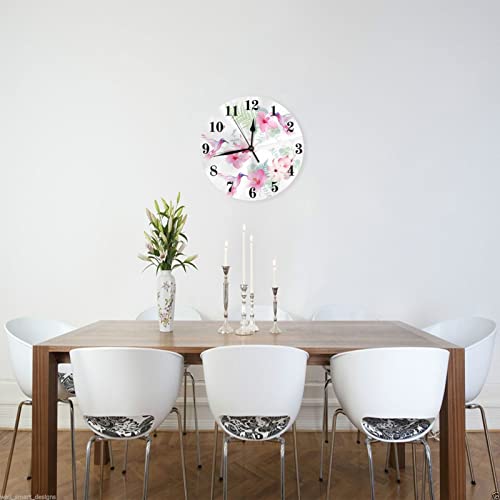 Sarnfans Fantasy 10 Inch Round Wall Clock Silent Non-Ticking,Trees And Birds Wonder World,Home Decor Round Wall Clock For Living Room Home Pool Patio,Yellow Purple #TOP2