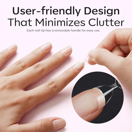 Image of Modelones Short Almond Nail Tips - 510Pcs Half Cover Fake Gel Tips Pre-shaped Clear Acrylic Gel Kit False Extra Short Press on Nails for Extension DIY Salon 15Sizes
