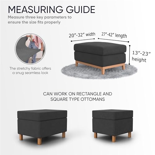 PAULATO BY GA.I.CO. Ottoman Slipcover - Stretch Stool Sofa - Shiny Velvet Pouf Protector for Pets and Kids - Soft Ottoman Cover - Durable and Easy to Clean Furniture Slipcovers - Fuco Velvet - Brown