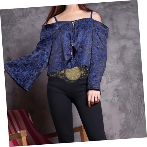 BESPORTBLE Wide Disc Belt for Women Vintage Hollow Leather Waist Belt Fit for Dresses Jeans Fashionable Western Style with Eye Catching Disc Decorations4