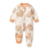 Burt's Bees Baby Girls Footed One-piece Pajamas, Sleep and Play Loose Fit, 100% Organic Cotton, Sizes NB to 6-9 Months