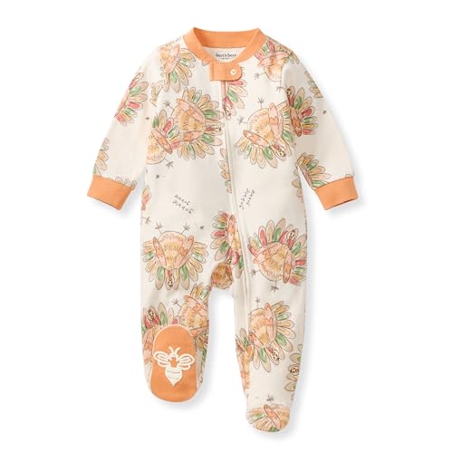 Burt's Bees Baby Girls Footed One-piece Pajamas, Sleep and Play Loose Fit, 100% Organic Cotton, Sizes NB to 6-9 Months