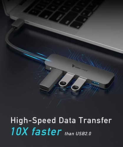 Image of Vaku Luxos USB Hub Type C Ultros 4IN1 multiport USB 3.0 High-Speed Adapter connector (5GBPS) data transfer Converter Extension, docking station USB A Port Compatible with Macbook Air Pro (M1, M2 etc), iPad Pro Air, Laptop, and Other Type C Mobile & Devices