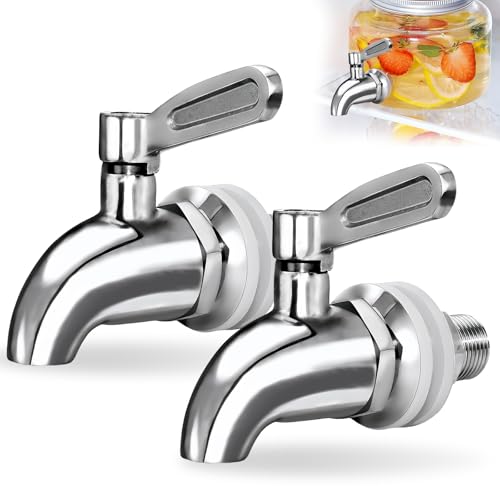 2 Stück Edelstahl Getränkespender Zapfhahn: Ersatzzapfhahn für Getränkespender, Bierfass Hahn Wasserspender Ersatzzapfen, Getränkespender Zapfhahn für Kaffee, Saft, Trinkbrunnen, Wasser-16mm