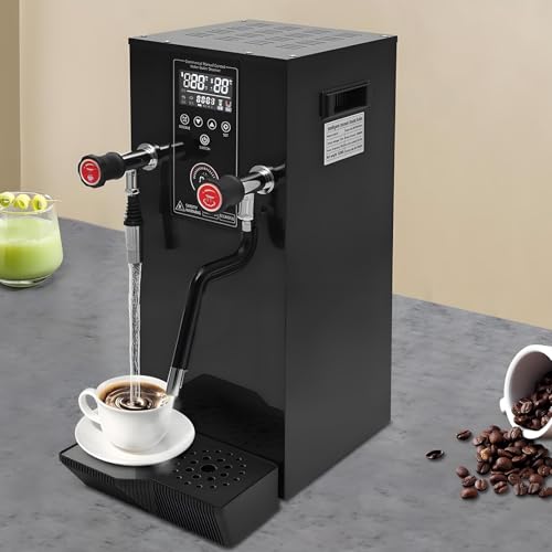 DNEPEI Espumador de Leche Comercial de 12 L, dispensador de Agua Caliente eléctrico de 2500 W, Resistente al Agua IPX3, con Temporizador, Calentamiento rápido para cafeterías, escuelas Black-110V