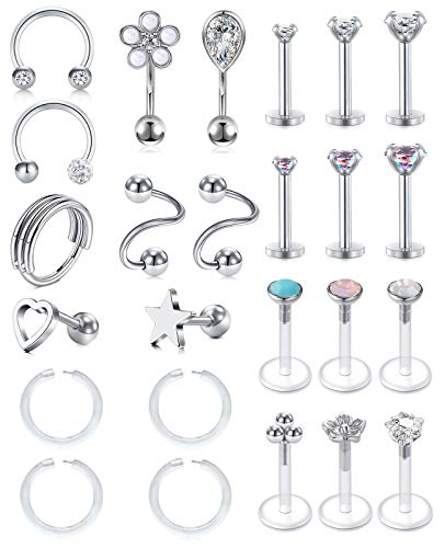 16g Cartilage Earrings Hoop Studs for women Forwards Helix Earring Hoop Rook Daith Conch Tragus Earrings Stainless Steel Piercing Jewelry