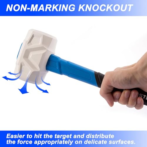Image of Real Steel Rubber Mallet Hammer 32 OZ White Rubber Hammer with Solid Head, Double-faced Mallets for Flooring, Woodworking, Camping, Automotive 0323