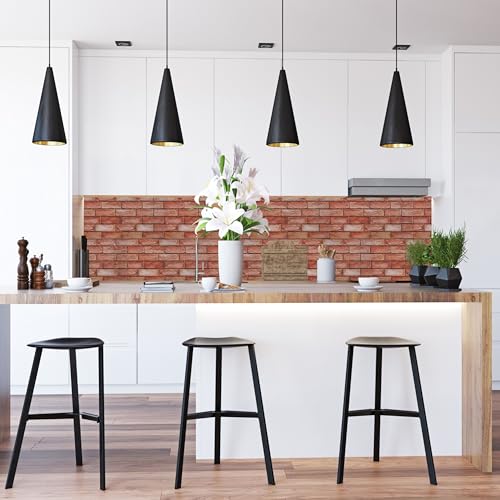 Self Adhesive 3D Wall Panels with Faux Brick Effect - Pack of 20 pcs Covers 99.2sqft (9.2sqm) - Stick On PVC Decorative Cladding 37.79x18.89 in (96x48cm) for Interior Wall Covering - Rustic Red Brown