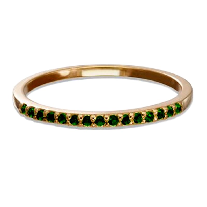 Demi-alliance émeraude naturelle verte bague en argent 925 pour éviter le ternissement des bijoux