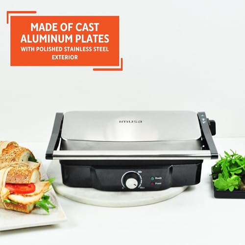 IMUSA Stainless Steel Panini Press Electric with Adjustable Temperature Settings and Nonstick Plates, 1200W by Imusa - Image 4
