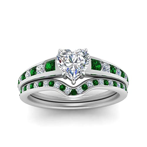 Image of Choose Your Gemstone Graduated Channel Setting Diamond CZ Wedding Sterling Silver Heart Shape Wedding Engagement Birthstone Stackable Ring Size US 4 to 12