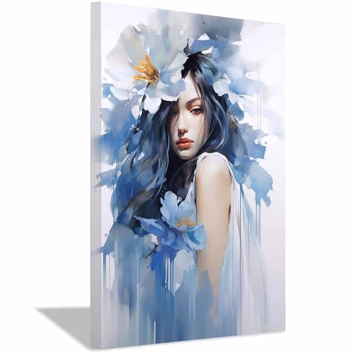 Art mural bleu turquoise TERUEA haut de gamme 40x60cm avec cadre pour salon et chambre