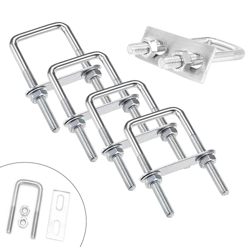 4 Stück U-Schrauben，M6 Edelstahl U-Bolzen 80 x 50mm，Vierkant U-Bolzen...