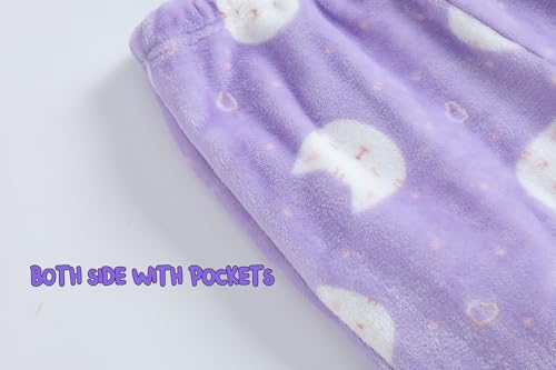 Girls Round Neck Flannel Pajama Sets Winter Long Sleeve Long Pants Cattoon Plush Sleepwear Nighty Size 8 to 164