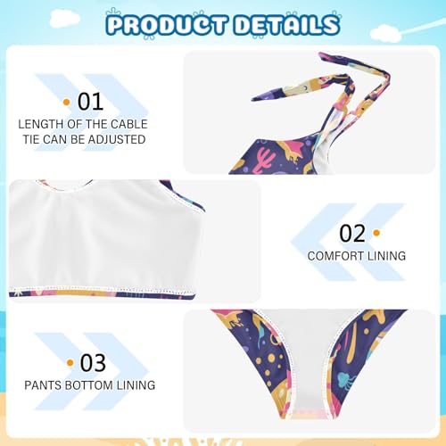 Colorful Jellyfish Girls' 2 Piecing Kids Bikini Set Scoop Neck Swimsuit Swimwear Cute Shoulder Strap4