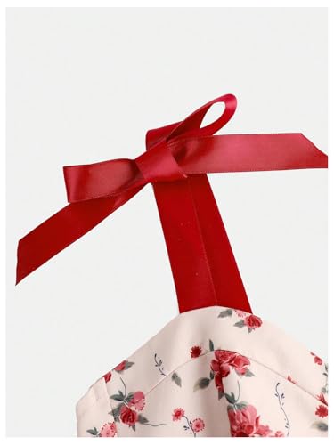 Verdusa Girl's Floral Bow Tie Shoulder Smocked Dress Ruffle Backless A Line Long Dresses4