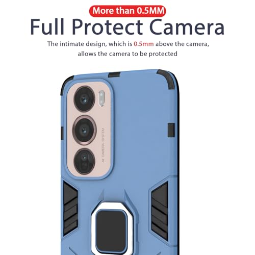 Image of Pikkme D5 Tough Armor Back Cover | 360 Protection Case | Ring Holder Stand Bumper Case for Oppo Reno 12 Pro 5G (Blue)