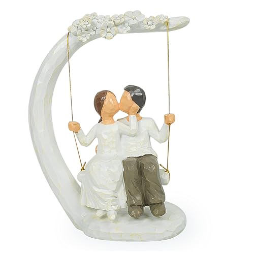 Figura de pareja romántica en columpio de resina miniatura 1