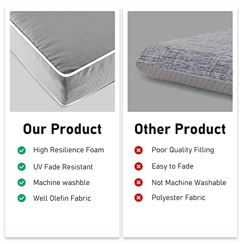 Pnp Fkjp Outdoor Bench Cushion 48" X 18" X 3", Waterproof Patio Furniture Cushions,Outdoor Porch Swing Cushion,Light Grey (Cushion + Cover) #TOP5