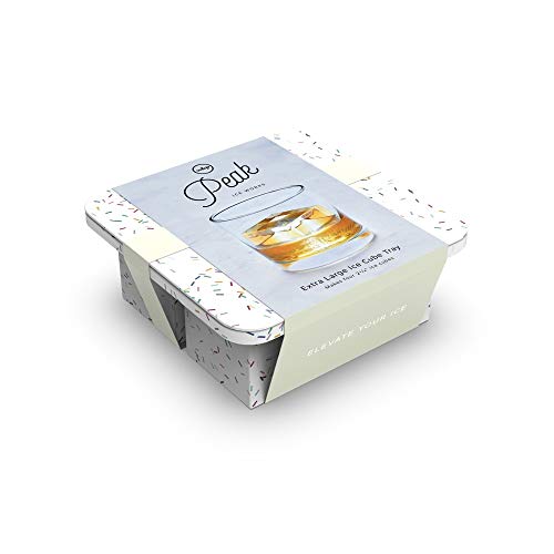 W&P Peak Silicone Extra Large Cube Ice Tray w/ Protective Lid | Speckled White, Set of 4 | Easy to Remove Ice Cubes | Food Grade Premium Silicone | Dishwasher Safe, BPA Free