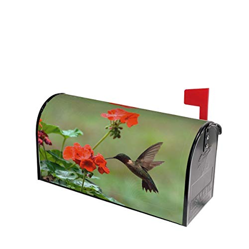 Mount Hour Hummingbirds Birds Spring Summer Red Flowers Blossom Mailbox Covers Magnetic Floral Post Box Cover Wraps Standard Size 21X18 Inches For Garden Yard Decor #TOP7