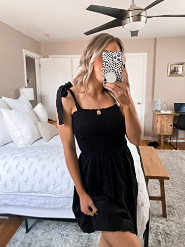 ZESICA Women's 2025 Summer Spaghetti Strap Sleeveless Square Neck Ruffle A Line Swing Mini Dress