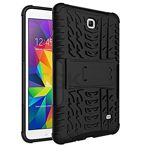Image of MoreFit Hybrid Back Cover Case with Kickstand Wheel Pattern for Samsung Galaxy Tab 4 7.0 Inch SM-T230 /T231 /T235 - Black