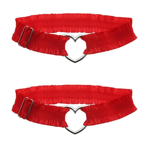 Luyismer Gothic Thigh Garter Heart Lace Ruched Leg Garter Adjustable Accessory Thigh Chain Comfortable Fashion Legwear