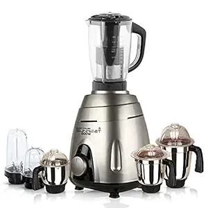 SilentPowerSunmeet VGSMA21 600Watts Mixer Juicer Grinder with 6 Jars (1 Juicer Jar, 2 Bullets Jar, 1 Liquid Blending Jar, 1 Dry Grinding Jar and 1 Chutney Jar) - Silver
