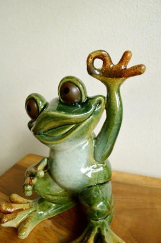 Amazon アジアン雑貨 バリ雑貨 Okカエルさん 陶器製 置物 オブジェ オーナメント カエル 蛙 かえる グッズ 陶器 Yayapapus ヤヤパプス 置物 オブジェ