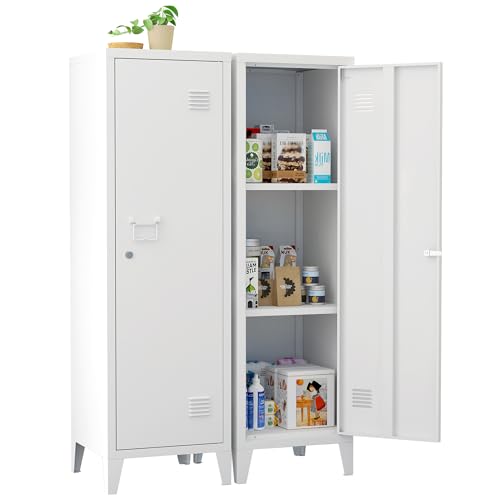 White Metal Locker Storage Cabinet with Shelves