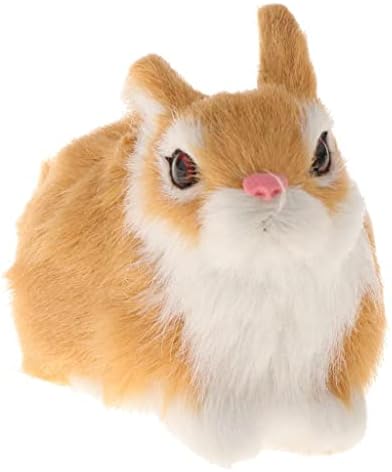 Kuntesetty Bunny Toy Figurine Set Artificial Furry Stuffed Model Ornament Lifelike Handmade Nonfading Easy to Clean Suitable for Bedroom Living — view 3