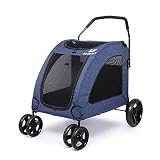 Supercapacidad: Tamaño: 80 cm x 64 cm x 64 cm. Capacidad de carga máxima: 55 kg. Ideal para mascotas mayores o aquellas con problemas en las articulaciones. El cochecito para mascotas se puede abrir desde la parte delantera o trasera, lo que es muy conveniente para que sus mascotas entren y salgan.