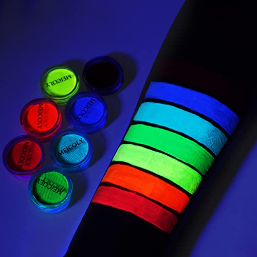 Meicoly Water Activated Eyeliner, Uv Reactive Hydra Eyeliner, 7 Cakes Graphic Eye Liner For Adult And Kids, Glow Blacklight Fluorescent Halloween Face Body Paint Blue Green Witch Makeup,Neon Eyeliner #TOP2