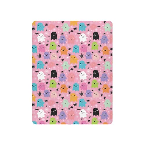 Image of Crib Sheet Breathable Soft Crib Mattress Sheet for Baby Toddler Boys Girls Fitted Crib Sheet Fit Standard Crib Mattress 39 x 27 Inch Cute Pink Halloween Ghost Snowflakes Stars