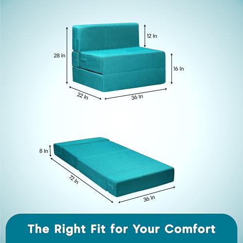 Image of Amazon Brand - Solimo 1 Seater 3 * 6 Jute Fabric Washable Cover Sofa Cum Bed 1 Seater Double Foam Fold Out Sofa Cum Bed (Finish Color - Sky Blue Delivery Condition - Pre-Assembled)