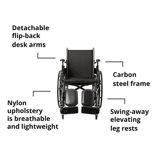 Mckesson Wheelchair, Swing Away Foot Leg Rest, Elevating Leg Rest, Desk Length Arms Flip Back, 16 In Seat, 300 Lbs Weight Capacity, 1 Count #TOP1