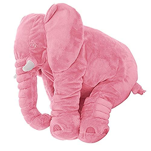Image of Little Innocents Big Size Fibre Filled Stuffed Animal Elephant Baby Pillow with Ball Soft Toy for Baby Kids boy Girl Birthday Gift (Pink) - 1Year Above