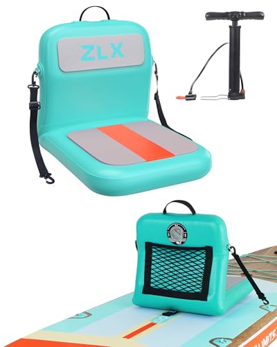 ZLX Paddle Board Seat with Back Support Portable Kayak Seat Air Pump Included Universal Inflatable Seat for Adults Foldable Ergonomic Design Easy Fix for Outdoor Fishing/Kayaking/Camping