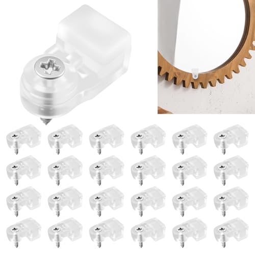 ZIUZI 25Pcs Glass Retainer Clips (Clear) with Screws | Panel Fixing Clips | Suitable for Cabinets Windows Doors & Mirrors