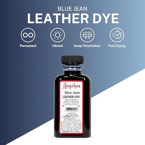 Angelus Leather Dye, Permanent Leather Dye for Shoes, Boots, Bags, Crafts, Furniture, & More - 3 fl oz, Blue Jean