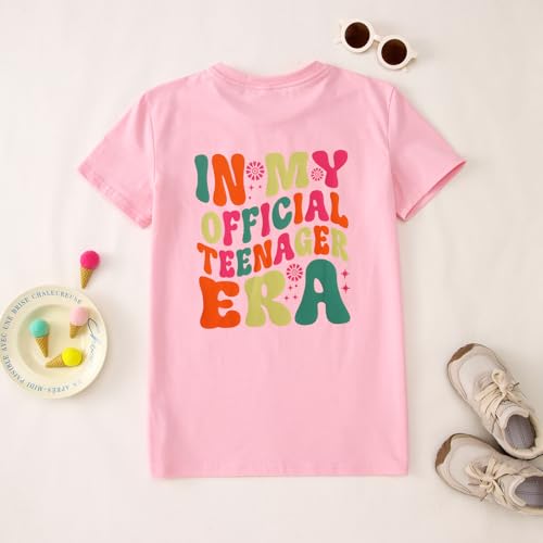 Image of CM C&M WODRO in My Official Teenager Era Shirt for Girls 13th Birthday Party T-Shirt Kids 13 Year Old Short Sleeve Tee Tops