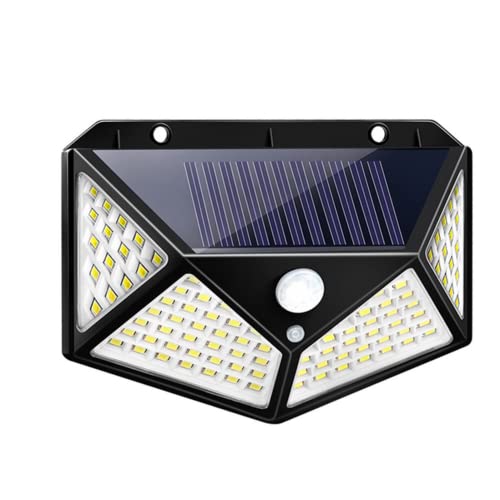 QOXEZY Lampe Solaire Exterieur, Projecteur LED Exterieur Detecteur de Mouvement 100 LED Ip65, Lumiere Spot LED Solaire Exterieur, Eclairage Exterieur avec Detecteur,Applique Murale 1PACK Cover