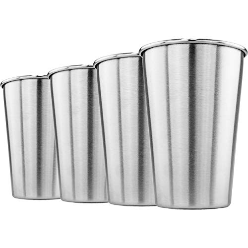 Southern Homewares Stainless Steel Pint Glass 16Oz Metal Cup Beer Soda Drink Tumbler Set Of Four #TOP15