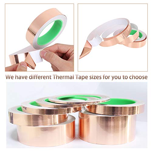 Smalloo 2pack 0.12in×66ft Double-Sided Conductive Copper Foil Tape with Adhesive for Guitar and EMI Shielding, Slug Repellent, Crafts, Electrical Repairs, Grounding - Thumbnail 3