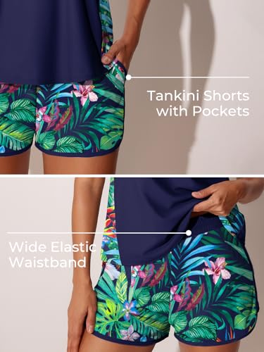 Image of Summer Mae Blouson Tankini Swimsuits for Women Tummy Control Bathing Suits | swim shorts with pockets,modest top with removable padded,2-piece 2026 for beach,pool,cruise