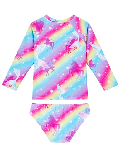 Image of Snowheart Girls Rash Guard Sets Long Sleeves Swimsuit 2 Pieces Tankini Bathing Suit Swimwear for Girls 3-12 Years